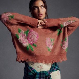 Anthropologie Drop Shoulder V Neck Sweater. Size small. NWT